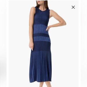 NWT Nordstrom Brand Navy and Blue Midi Pleasted Sweater Dress Size Small